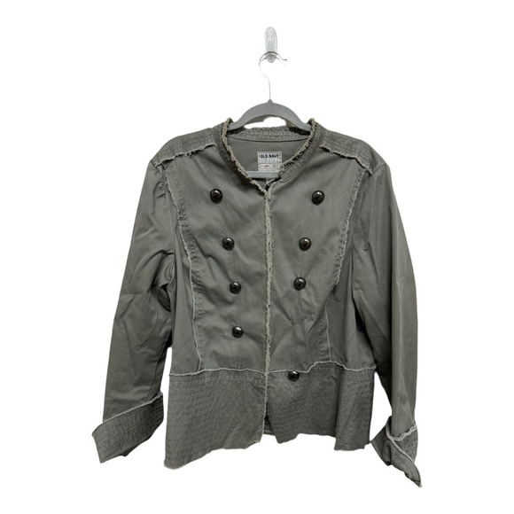 Vintage Old Navy Military Jacket Army Green Fitted Size XXL Plus Cotton - Picture 1 of 7